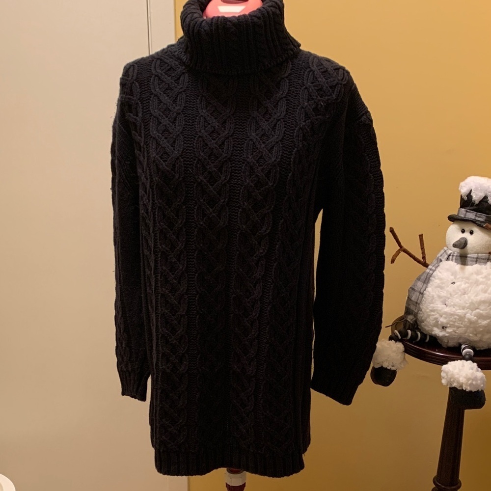 Weekend Edition Cable-Knit Turtleneck Pullover Sweater Tunic